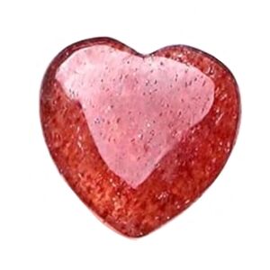 Strawberry Quartz Carved Heart Gemstone Red Pink Love Gem Palm Stone Pocket Rock